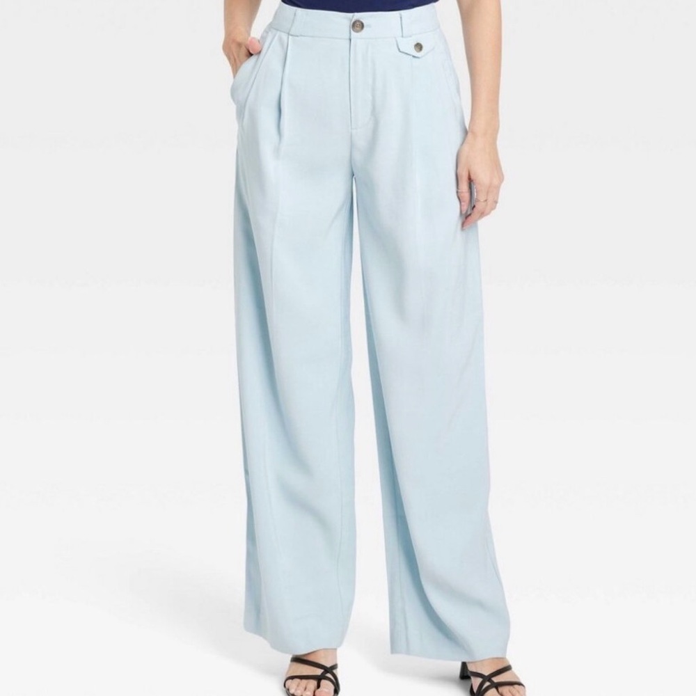 A New Day - Women's High-Rise Relaxed Fit Baggy Wide Leg Trousers, Light Blue
